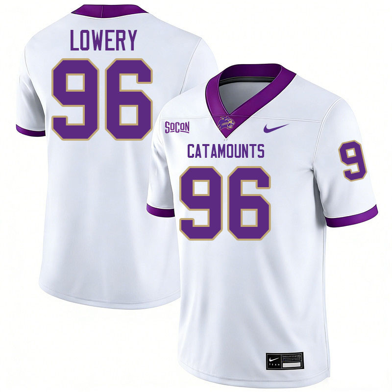 Western Carolina Catamounts #96 Christian Lowery College Football Jerseys,Uniforms-White